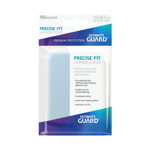 Ultimate Guard Precise-Fit Sleeves Japanese Size Transparent (100db) - Kártyavédő fólia - 60 x 87 mm