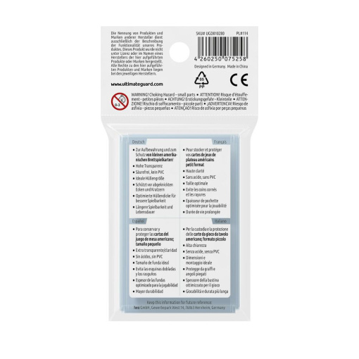 Ultimate Guard - Premium Soft Sleeves for Board Game Cards Mini American (50db) - Kártyavédő fólia - 44 x 67 mm - Image 3