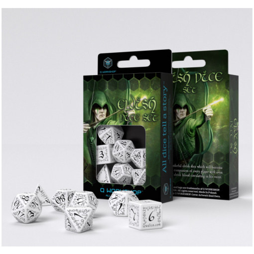 Elvish White & black Dice Set (7) - Kocka szett - Image 2
