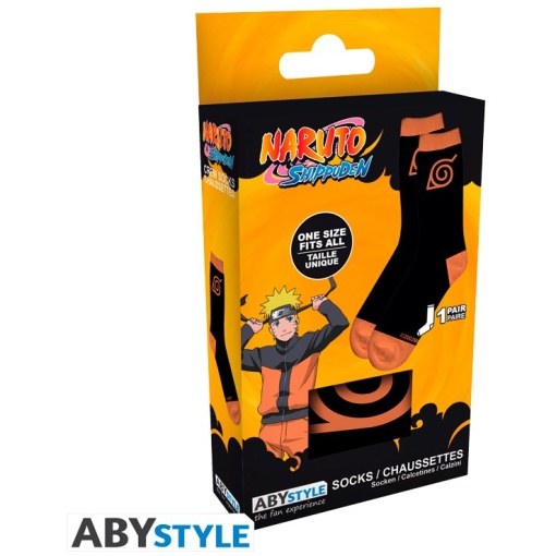 Naruto Shippuden Socks Black & Orange - Konoha zokni