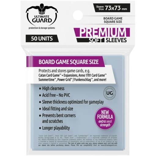 Ultimate Guard - Premium Soft Sleeves for Board Game Cards Square (50db) - Kártyavédő fóla - 73 x 73 mm